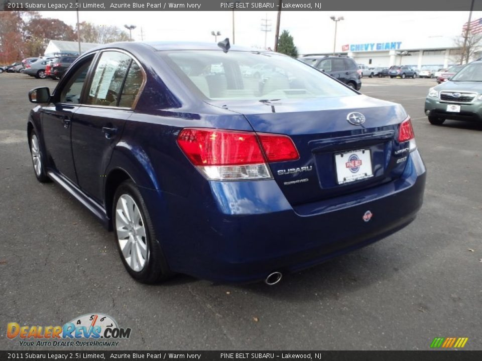 2011 Subaru Legacy 2.5i Limited Azurite Blue Pearl / Warm Ivory Photo #9