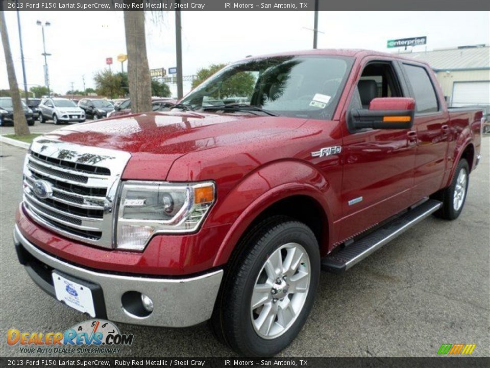 2013 Ford F150 Lariat SuperCrew Ruby Red Metallic / Steel Gray Photo #1