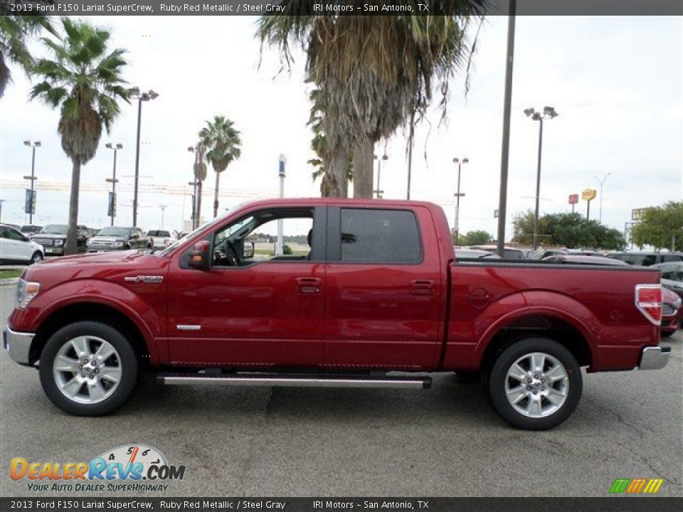 2013 Ford F150 Lariat SuperCrew Ruby Red Metallic / Steel Gray Photo #2