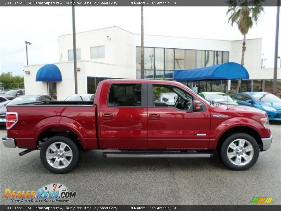 2013 Ford F150 Lariat SuperCrew Ruby Red Metallic / Steel Gray Photo #6