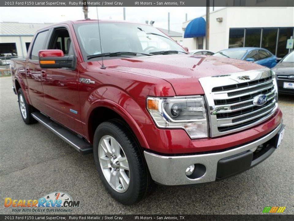 2013 Ford F150 Lariat SuperCrew Ruby Red Metallic / Steel Gray Photo #7