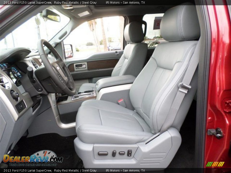2013 Ford F150 Lariat SuperCrew Ruby Red Metallic / Steel Gray Photo #23