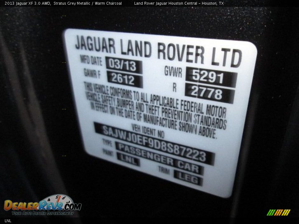 Jaguar Color Code LNL Stratus Grey Metallic