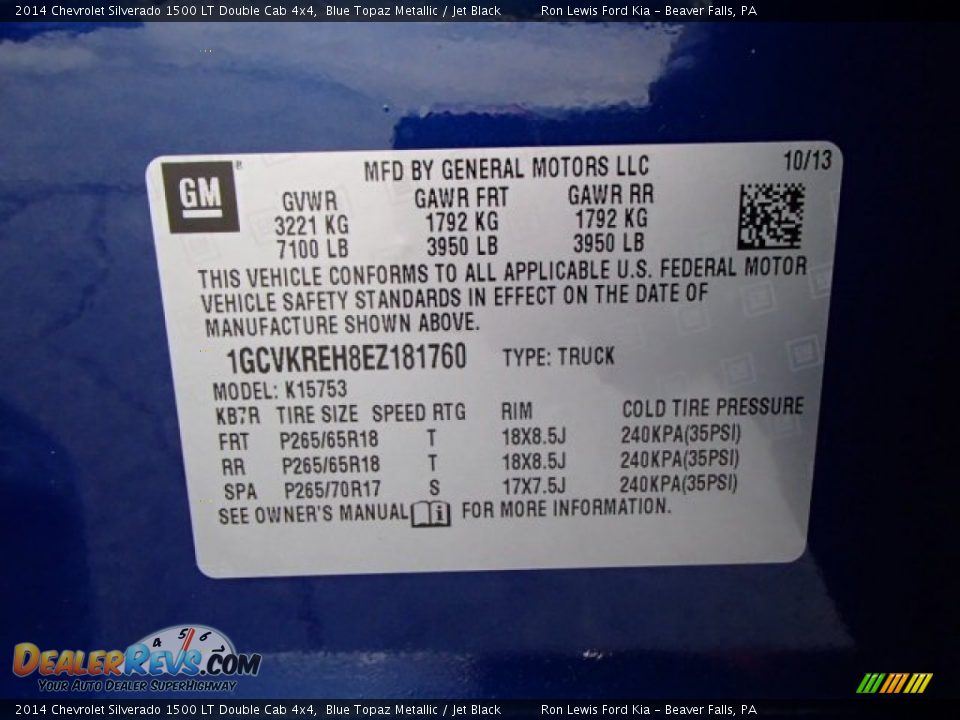 2014 Chevrolet Silverado 1500 LT Double Cab 4x4 Blue Topaz Metallic / Jet Black Photo #20