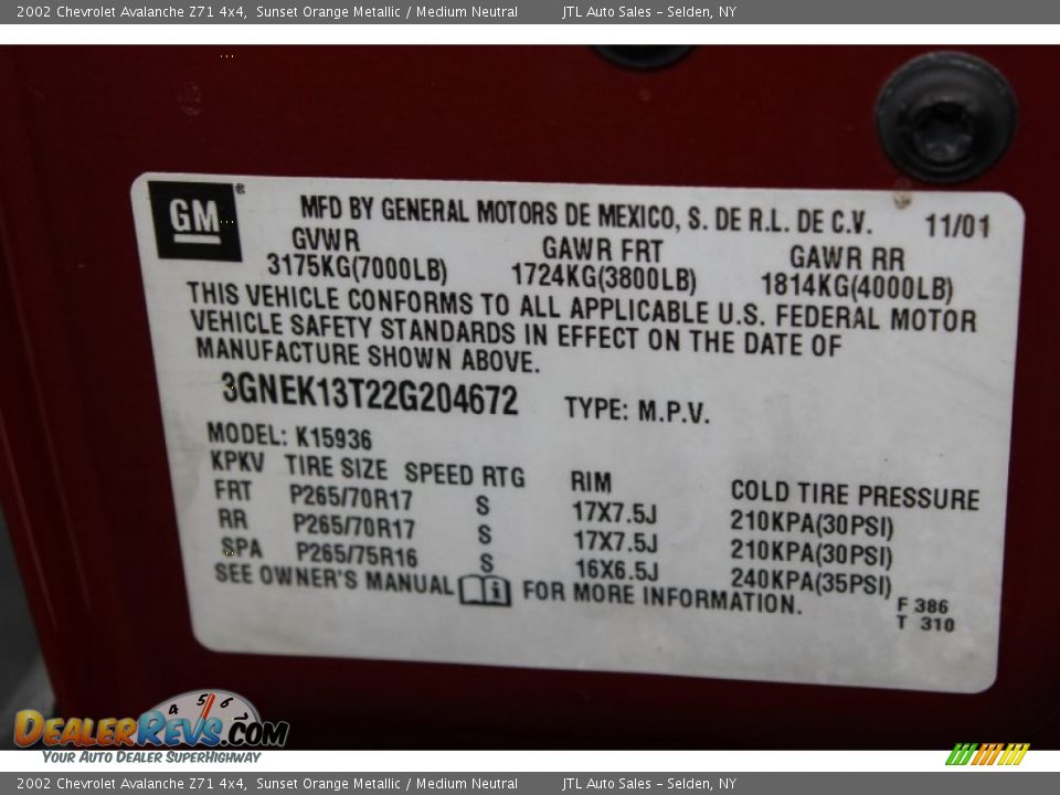 2002 Chevrolet Avalanche Z71 4x4 Sunset Orange Metallic / Medium Neutral Photo #17