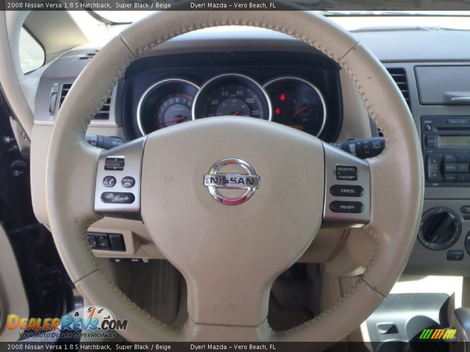 2008 Nissan Versa 1.8 S Hatchback Super Black / Beige Photo #14