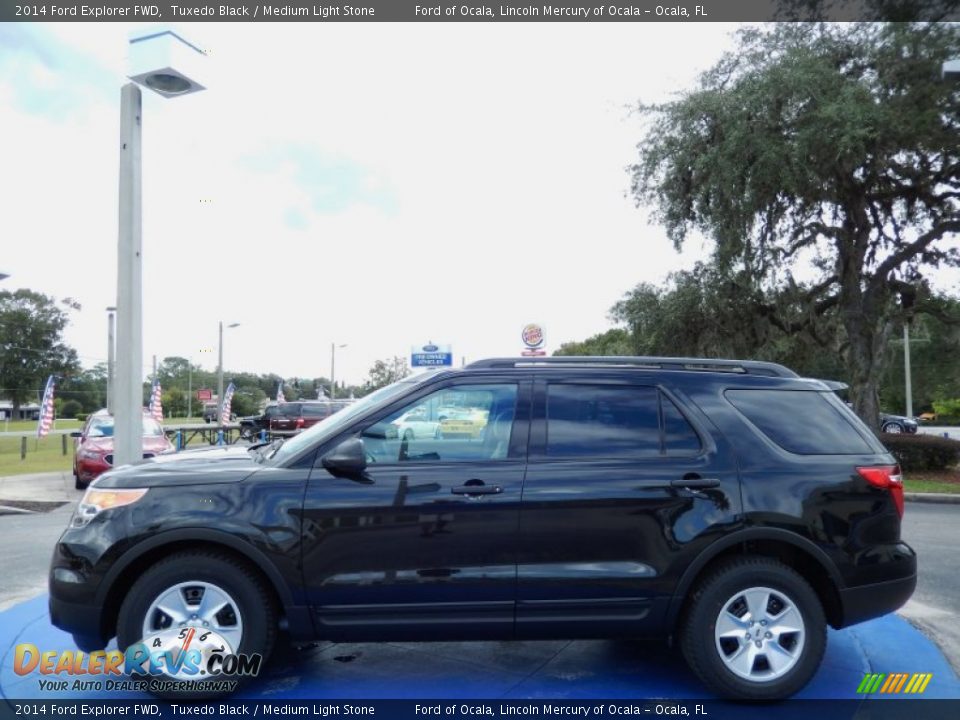 2014 Ford Explorer FWD Tuxedo Black / Medium Light Stone Photo #2