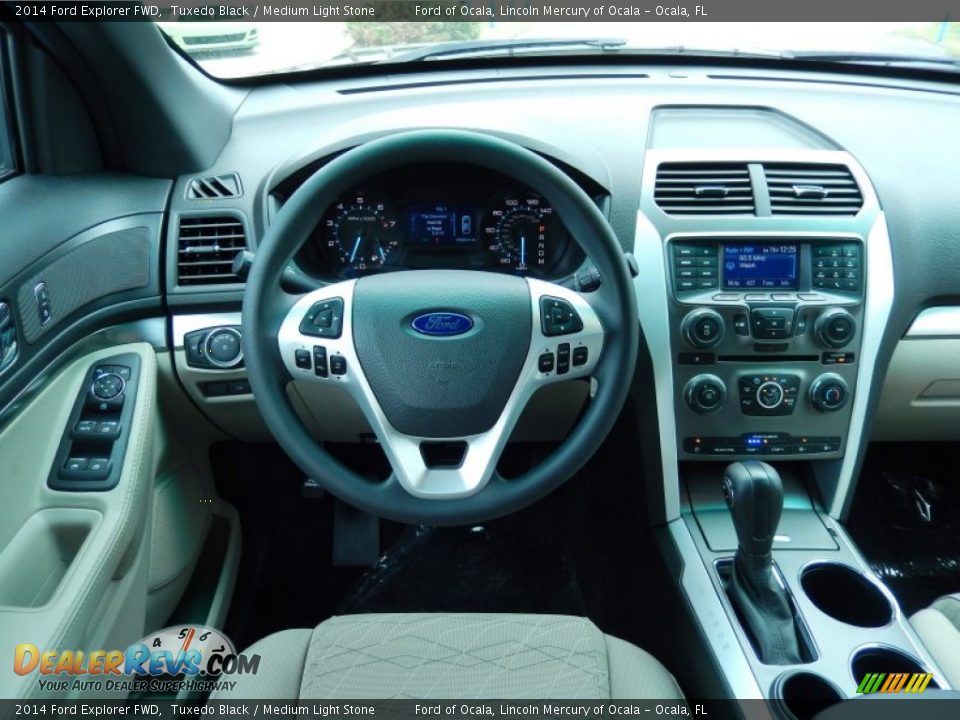 2014 Ford Explorer FWD Tuxedo Black / Medium Light Stone Photo #9