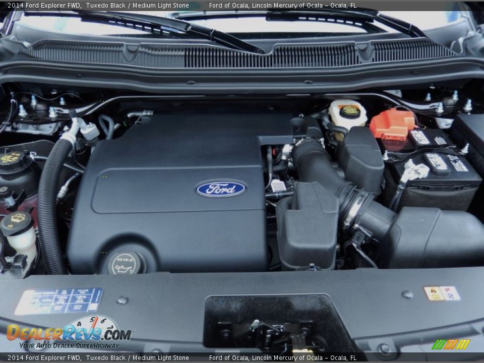 2014 Ford Explorer FWD Tuxedo Black / Medium Light Stone Photo #12