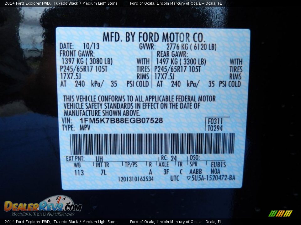 2014 Ford Explorer FWD Tuxedo Black / Medium Light Stone Photo #13