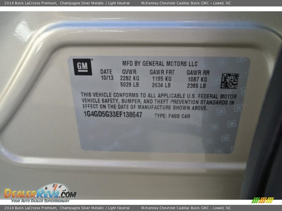 2014 Buick LaCrosse Premium Champagne Silver Metallic / Light Neutral Photo #7