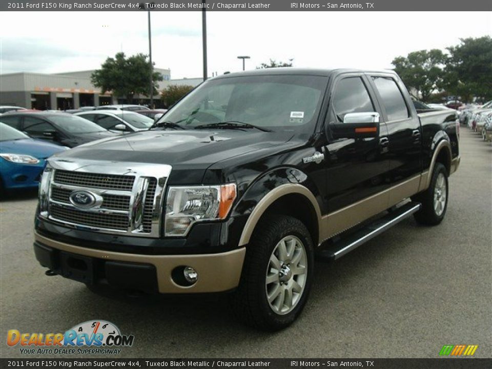 2011 Ford F150 King Ranch SuperCrew 4x4 Tuxedo Black Metallic / Chaparral Leather Photo #2