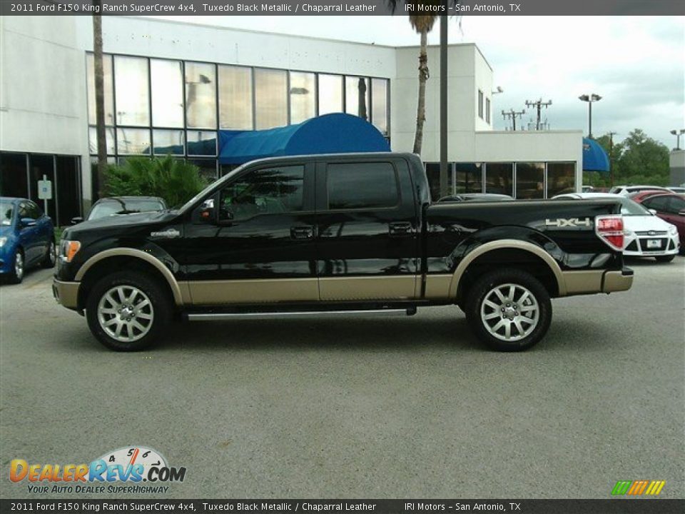 2011 Ford F150 King Ranch SuperCrew 4x4 Tuxedo Black Metallic / Chaparral Leather Photo #3