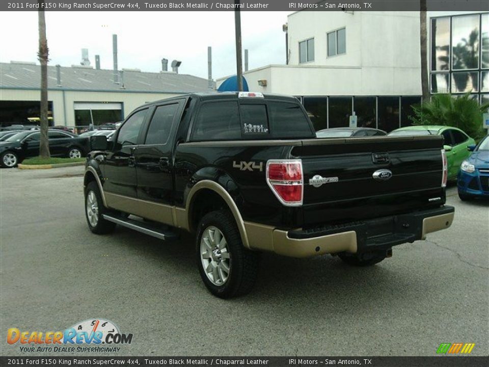 2011 Ford F150 King Ranch SuperCrew 4x4 Tuxedo Black Metallic / Chaparral Leather Photo #4