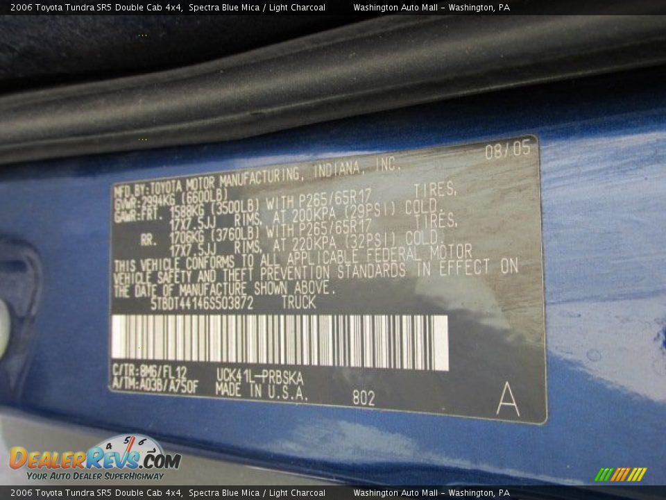 2006 Toyota Tundra SR5 Double Cab 4x4 Spectra Blue Mica / Light Charcoal Photo #19