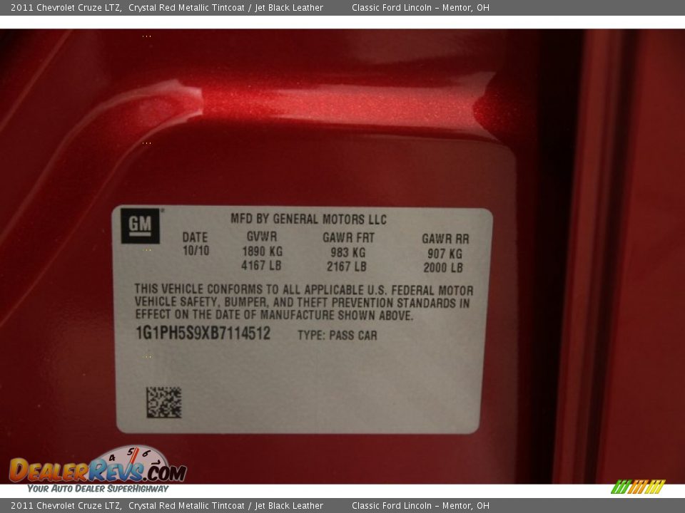 2011 Chevrolet Cruze LTZ Crystal Red Metallic Tintcoat / Jet Black Leather Photo #19
