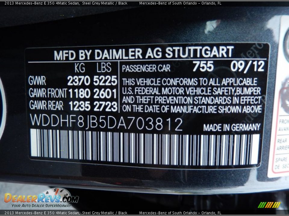 2013 Mercedes-Benz E 350 4Matic Sedan Steel Grey Metallic / Black Photo #26