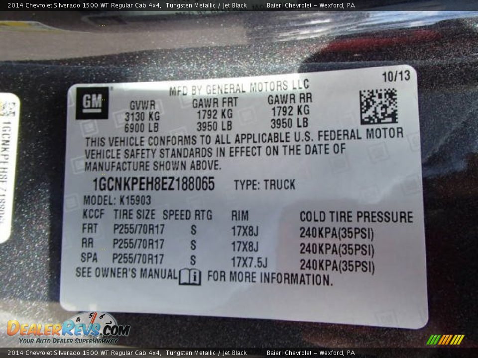 2014 Chevrolet Silverado 1500 WT Regular Cab 4x4 Tungsten Metallic / Jet Black Photo #20