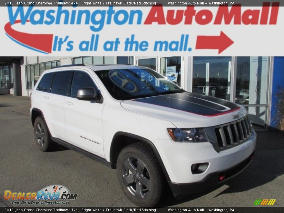 2013 Jeep Grand Cherokee Trailhawk 4x4 Bright White / Trailhawk Black/Red Stitching Photo #1