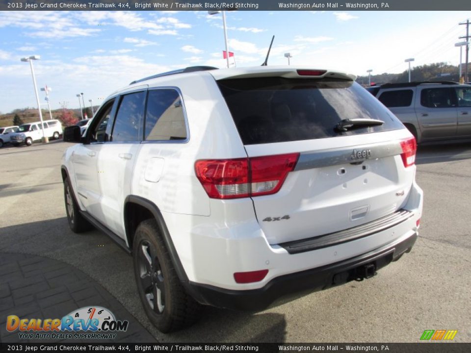 2013 Jeep Grand Cherokee Trailhawk 4x4 Bright White / Trailhawk Black/Red Stitching Photo #5