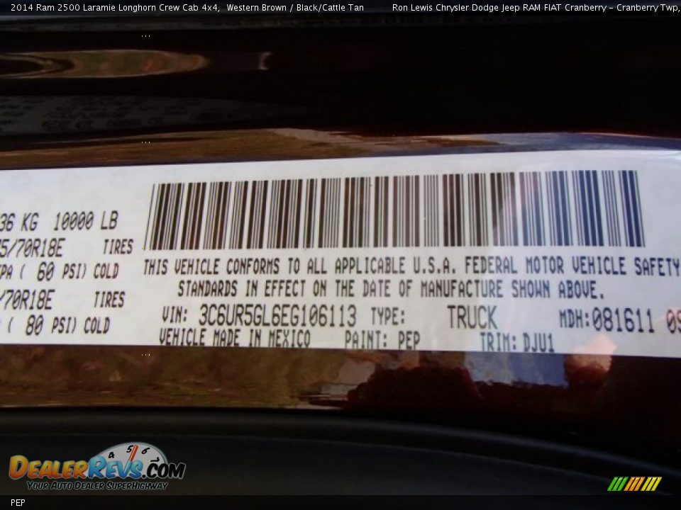 Ram Color Code PEP Western Brown