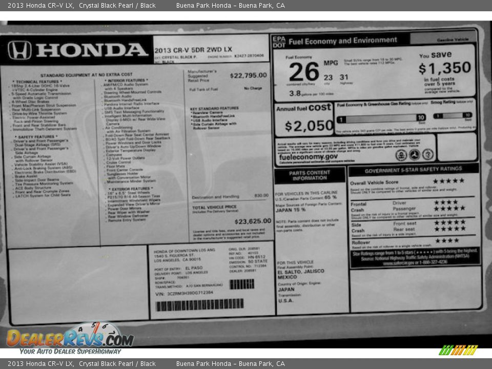 2013 Honda CR-V LX Crystal Black Pearl / Black Photo #20