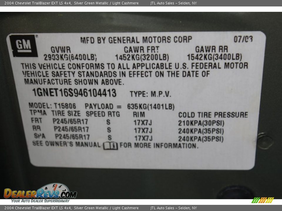 2004 Chevrolet TrailBlazer EXT LS 4x4 Silver Green Metallic / Light Cashmere Photo #18