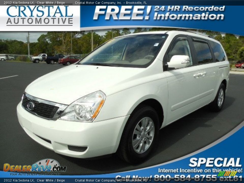 2012 Kia Sedona LX Clear White / Beige Photo #1