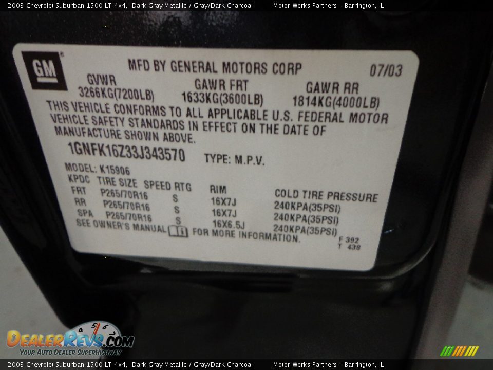 2003 Chevrolet Suburban 1500 LT 4x4 Dark Gray Metallic / Gray/Dark Charcoal Photo #14