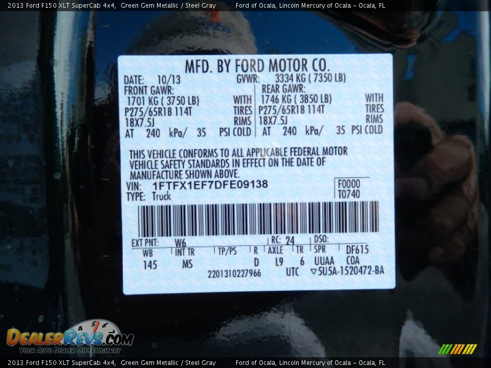 2013 Ford F150 XLT SuperCab 4x4 Green Gem Metallic / Steel Gray Photo #12