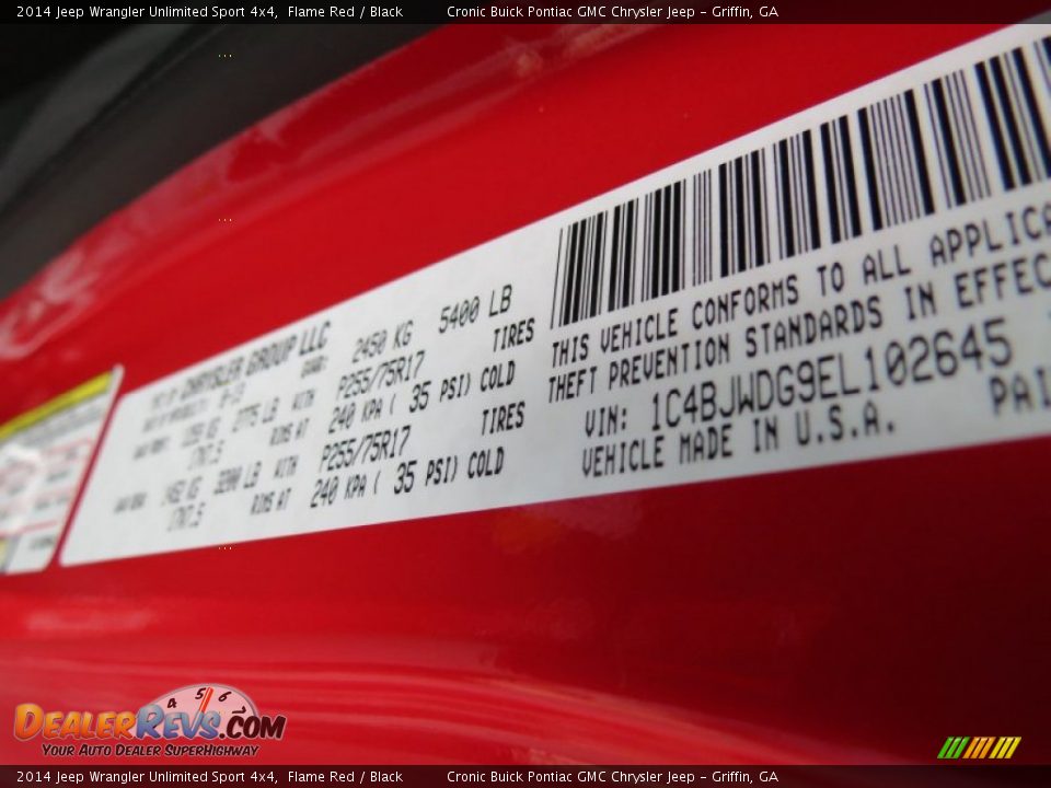 2014 Jeep Wrangler Unlimited Sport 4x4 Flame Red / Black Photo #19