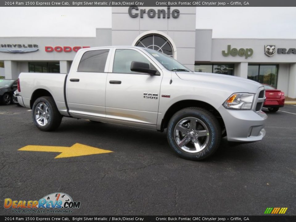 2014 Ram 1500 Express Crew Cab Bright Silver Metallic / Black/Diesel Gray Photo #1
