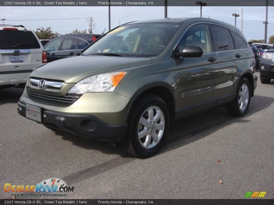 2007 Honda CR-V EX Green Tea Metallic / Ivory Photo #2