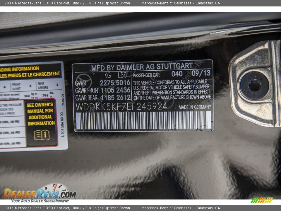 2014 Mercedes-Benz E 350 Cabriolet Black / Silk Beige/Espresso Brown Photo #7