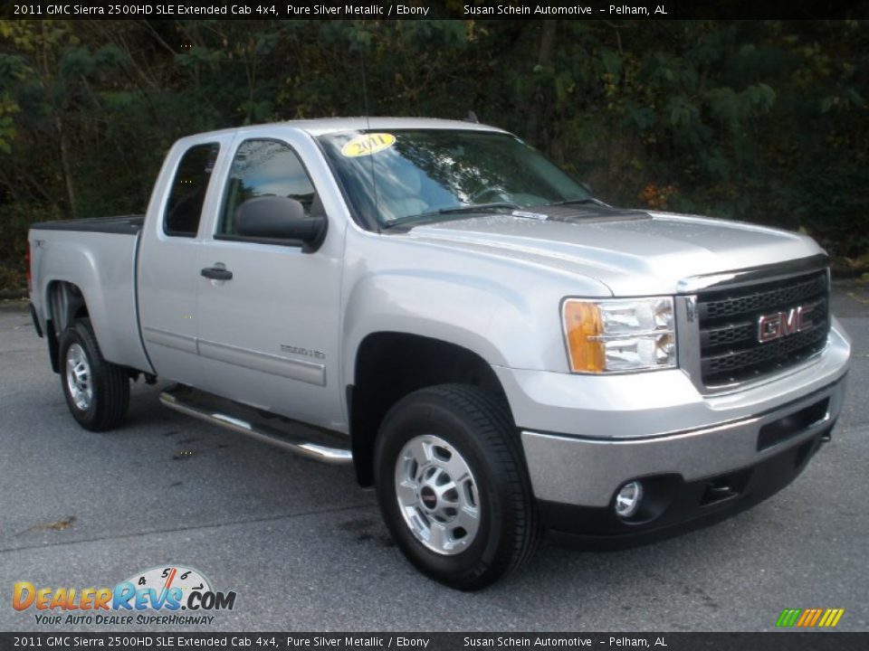 2011 GMC Sierra 2500HD SLE Extended Cab 4x4 Pure Silver Metallic / Ebony Photo #1