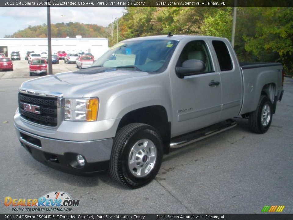 2011 GMC Sierra 2500HD SLE Extended Cab 4x4 Pure Silver Metallic / Ebony Photo #3