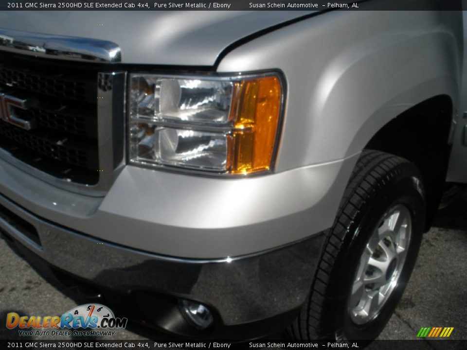 2011 GMC Sierra 2500HD SLE Extended Cab 4x4 Pure Silver Metallic / Ebony Photo #11