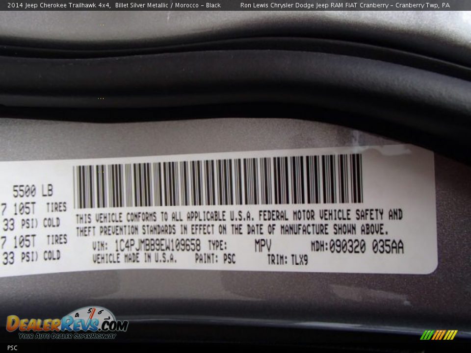 Jeep Color Code PSC Billet Silver Metallic