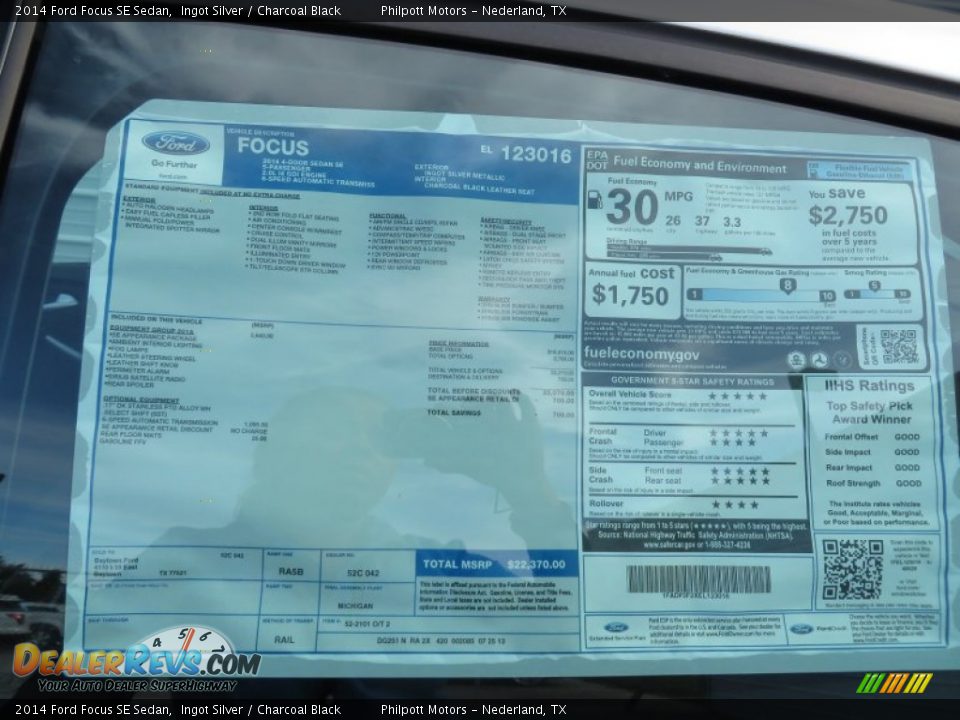 2014 Ford Focus SE Sedan Window Sticker Photo #34