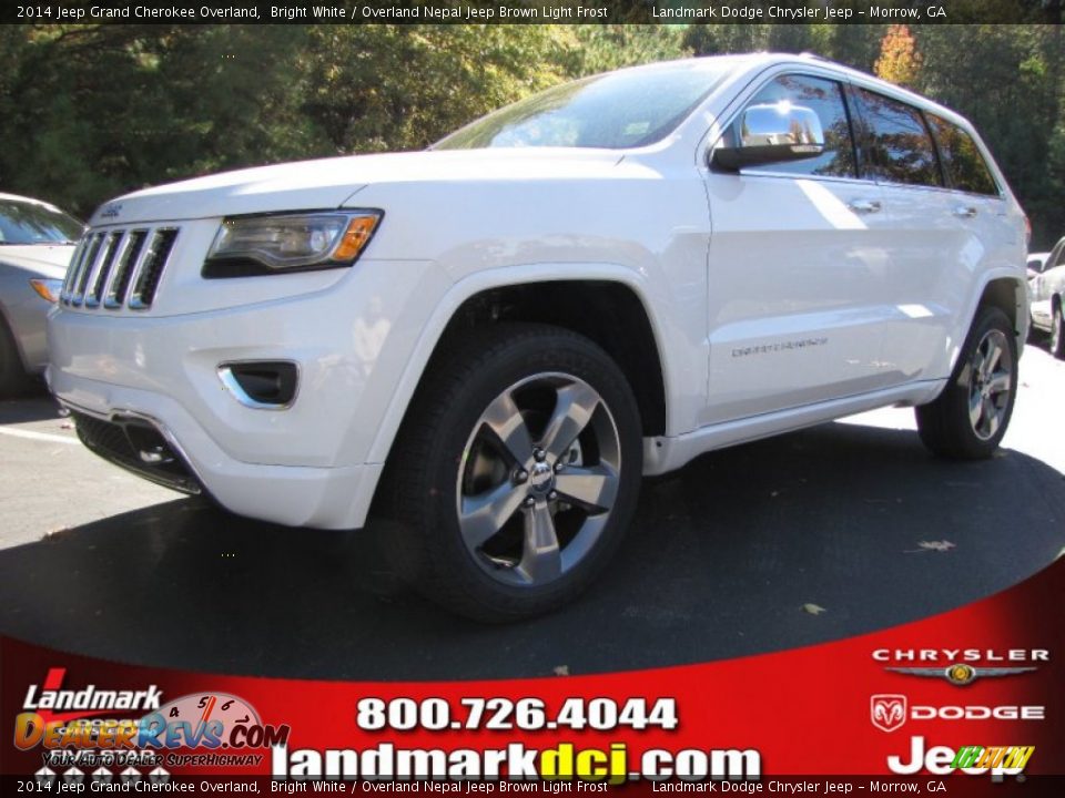 2014 Jeep Grand Cherokee Overland Bright White / Overland Nepal Jeep Brown Light Frost Photo #1