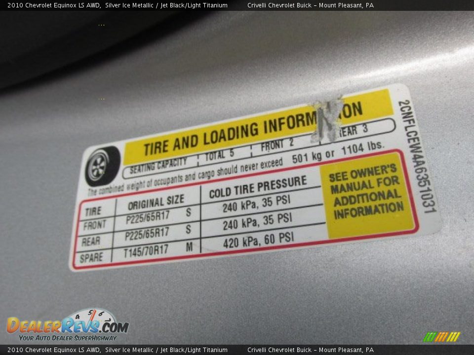 2010 Chevrolet Equinox LS AWD Silver Ice Metallic / Jet Black/Light Titanium Photo #26