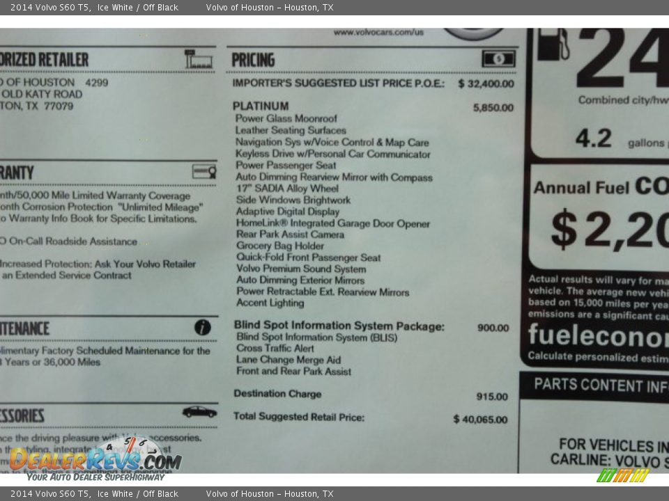 2014 Volvo S60 T5 Ice White / Off Black Photo #32