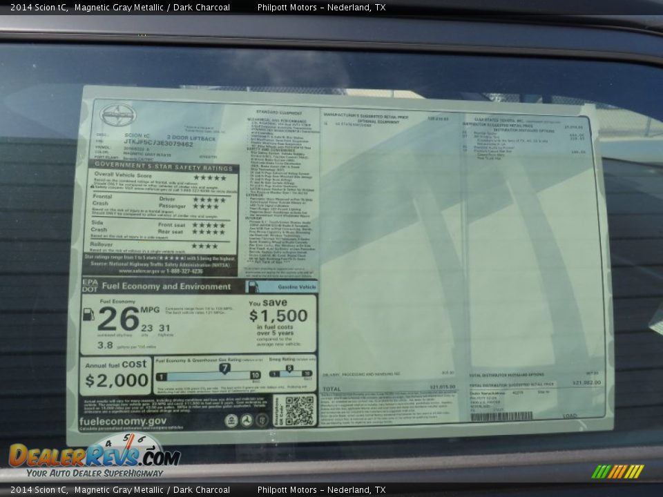 2014 Scion tC Magnetic Gray Metallic / Dark Charcoal Photo #34