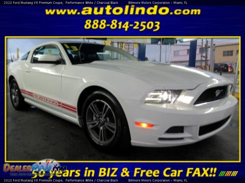 2013 Ford Mustang V6 Premium Coupe Performance White / Charcoal Black Photo #1