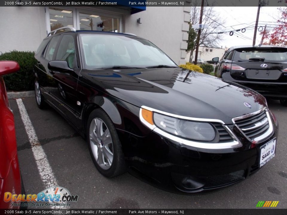 2008 Saab 9-5 Aero SportCombi Jet Black Metallic / Parchment Photo #5