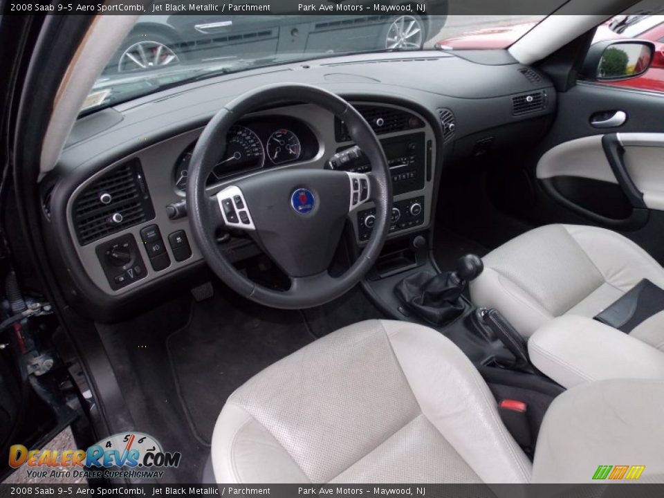 2008 Saab 9-5 Aero SportCombi Jet Black Metallic / Parchment Photo #7