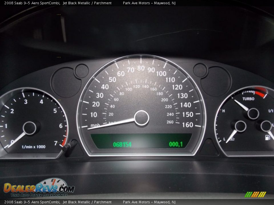 2008 Saab 9-5 Aero SportCombi Jet Black Metallic / Parchment Photo #8