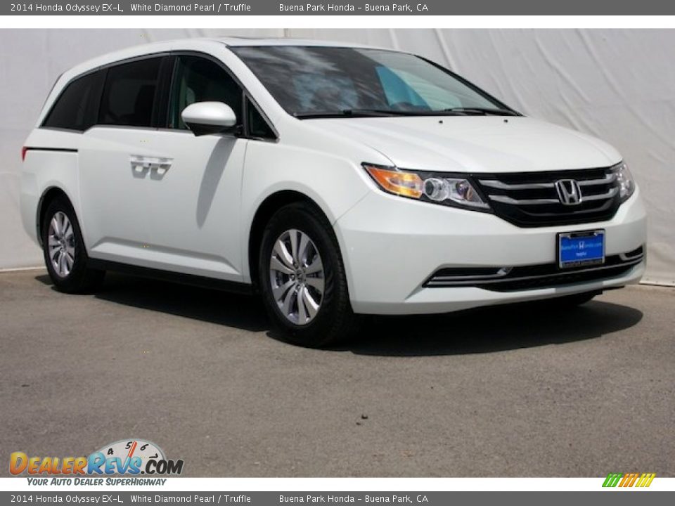 2014 Honda Odyssey EX-L White Diamond Pearl / Truffle Photo #1