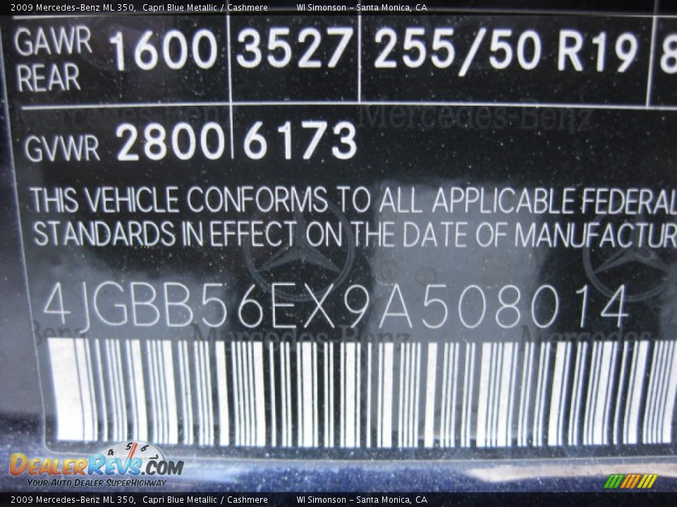 2009 Mercedes-Benz ML 350 Capri Blue Metallic / Cashmere Photo #25