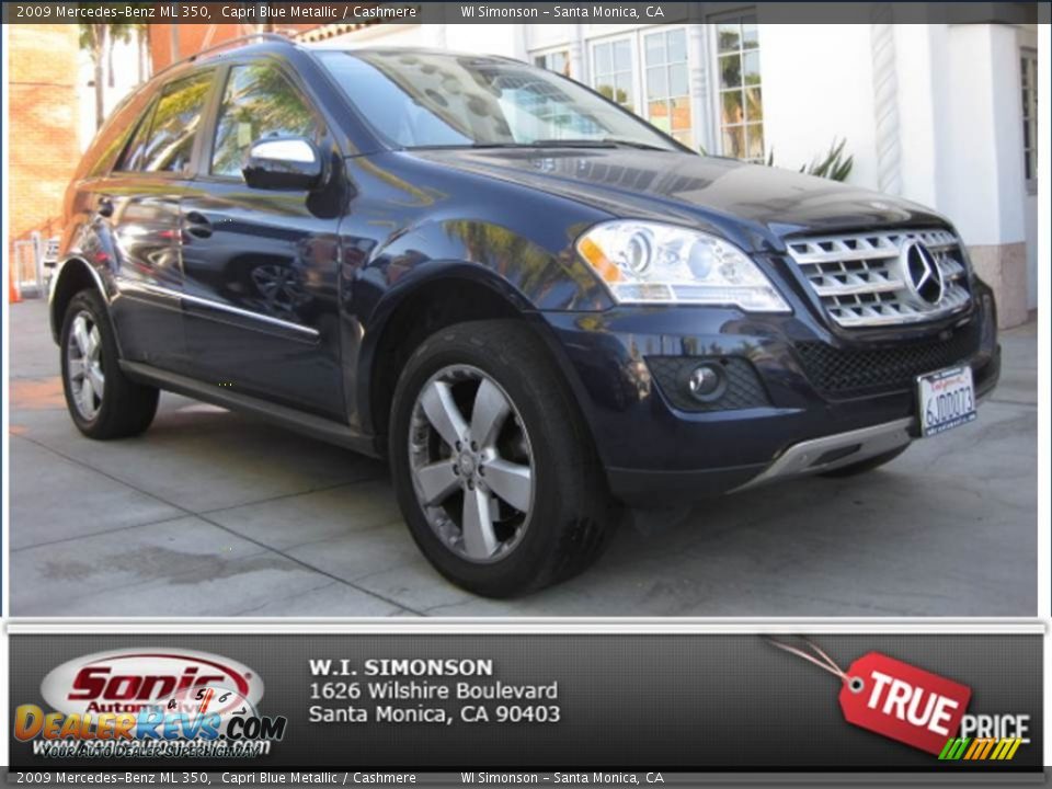 2009 Mercedes-Benz ML 350 Capri Blue Metallic / Cashmere Photo #26